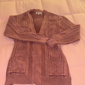 Women's Cable Knit Sweater - Pink